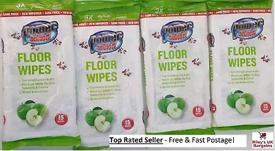Floor Wipes Apple Cleaning 4x 15 Pack Power Action Extra Large Wet Laminate Mop • £8.99