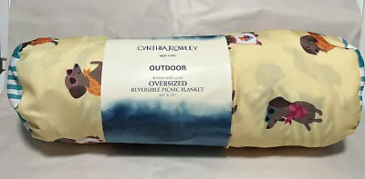 Cynthia Rowley Dachshund Reversable Picnic Blanket With Carrying Bag 60x70  NEW • $33