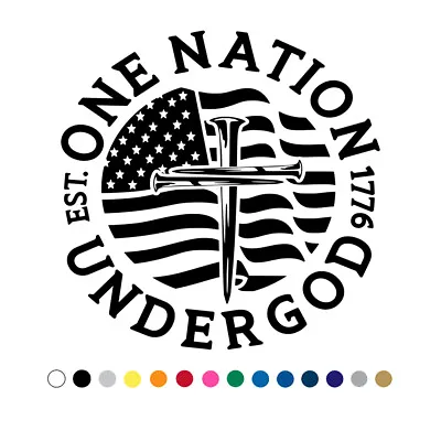 One Nation Under God American Flag Christian Cross Jesus Decal Vinyl Sticker • $18.46