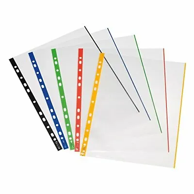 Premium A4 Colored Border Punched Pocket 50 Pieces Size Name A4 Colour Name M U • £20.34