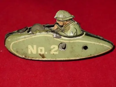 VTG 1940s WW2 German No. 2 Motorcycle Sidecar Part - Tin Litho WindUp Toy (READ) • $49.99