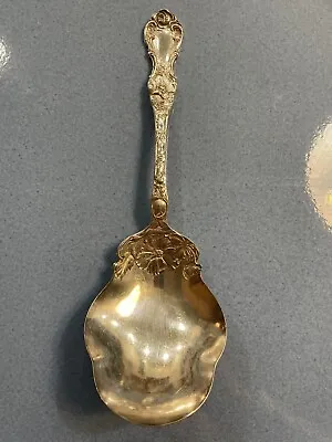 Vintage 1835 R. Wallace Silver Plate Floral Serving Spoon 9  Scoop 3  Wide.  • $9.99
