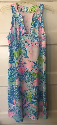 Lilly Pulitzer Women Ross Shift Dress Multi Fished My Wish Pink/Blue/Green Small • $19.95