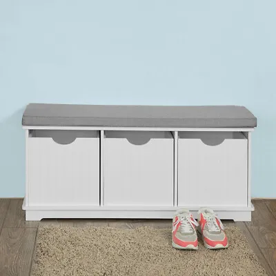 £89.95 • Buy SoBuy®  Hallway Shoe Storage Seat Bench Cabinet With Drawer & Cushion,FSR30-W,UK