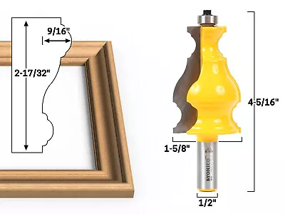 Large Elegant Picture Frame Molding Router Bit - 1/2  Shank - Yonico 16192 • $30.95