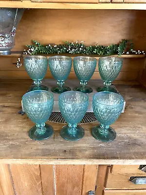 Set Of 7 Villeroy & Boch Boston Green Water Goblets 5 5/8  ~ See Description~ • $39.99