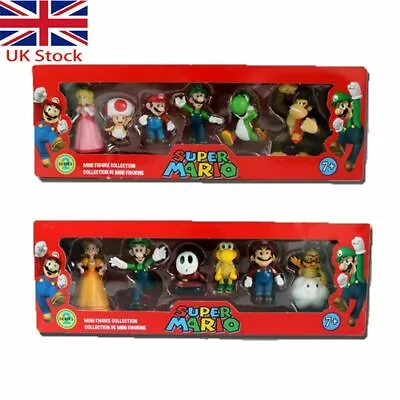 6PCS Super Mario Bros Action Figure Toys Dolls Luigi Yoshi Mushroom Kids Gifts • £2.72