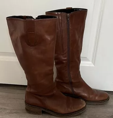 Gabor Ladies Knee High Boots Leather Brown Zip UK 7 Large Calf Comfort Fit. (15) • £29.99