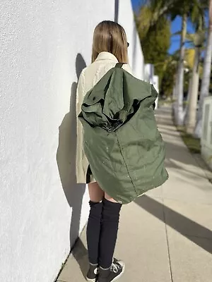 Vintage ARMY Huge BACKPACK Giant Tote OLIVE Rucksack Double Strap Sling Bag • $20