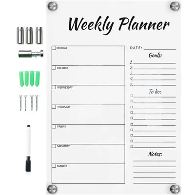 Acrylic To Do List Planning Board Acrylic Wall Chore Chart Magnetic Whiteboard • £12.89