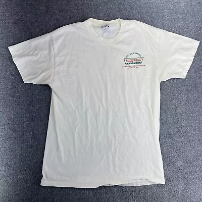 Hanes Beefy T Shirt Mens M White Krispy Kreme 2001 Grand Opening Washington • $2.88