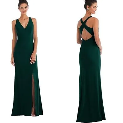 NWT Dessy Thread Bridesmaid Criss-Cross Open Back Maxi Dress With Front Slit 16  • $49.95