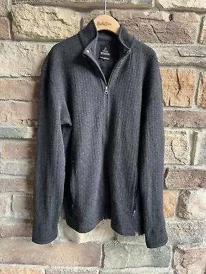 PrAna Barclay Sweater Mens XL Gray Full Zip Wool Blend Ribbed Jacket Outdoor • $15.50