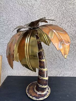 Vintage Mid Century Modern Brutalist Brass Palm Tree Sculpture 17” Tall • $750