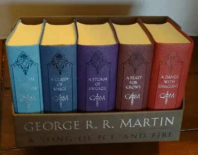 Game Of Thrones Collector Leather Bound Book Set Of 5:  A Song Of Ice And Fire • $95.99