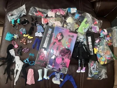 Huge Monster High Doll Lot 2 Dolls 1 NwT  Over 100 Items Pets Shoes Bags Necklac • $119.99