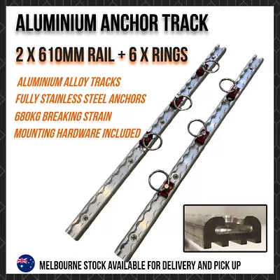 610MM ALUMINIUM ANCHOR TRACK SET TIE DOWN RAIL (2x TRACK / 6x RINGS) UTE TRUCK • $46