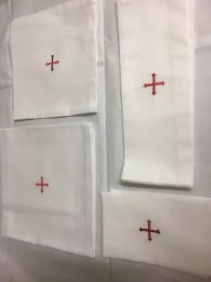 High Quality Altar Linens 100% Cotton  RED Or WHITE Cross. • £9.95