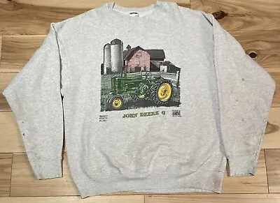 Vintage John Deere Model G Tractor Farm Farmer 90s USA Sweatshirt Mens Size XL • $35