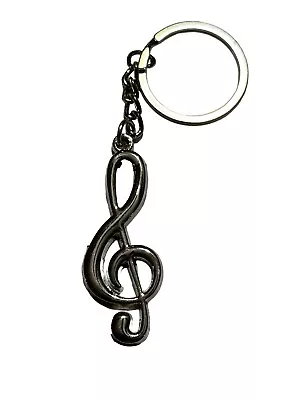 NEW Metal Treble Clef Music Keyring Tough Chain Links & Split Ring • $6.49