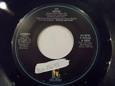 U2 Desire / Hallelujah Here She Comes 45 1988 Rattle And Hum Bono Vinyl Record • $4