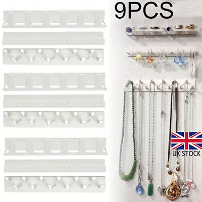 9x Plastic Jewelry Organizer Wall Hanger Holder Stand Necklace Bracelet Earring • £6.99