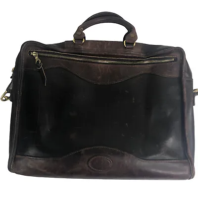J W Hulme Brown Leather Messenger Bag Briefcase Made USA Shoulder Strap Distress • $239.95