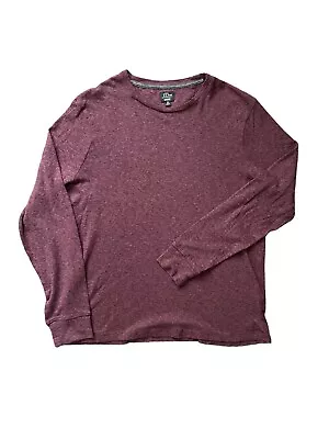 J.CREW Cashmere Cotton Shirt Mens XL Burgundy Long Sleeve Rib Trim Crew Neck • $21.88