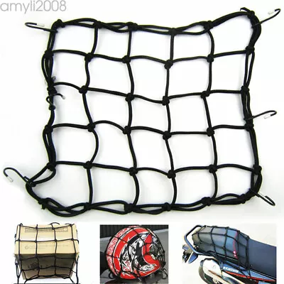 Cargo Net Motorcycle Helmet Mesh Luggage Tie Down Bungee Cord Adjustable Black • $6.59