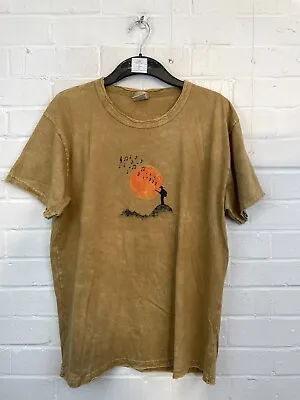 Modus Acid Wash Graphic Gold/Yellow Short Sleeve T-Shirt L #CS • £6.99