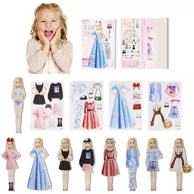 Girls Magnetic Dress-Up Dolls DIY Princess Paper Doll Baby Sticker Book Set Gift • £4.99