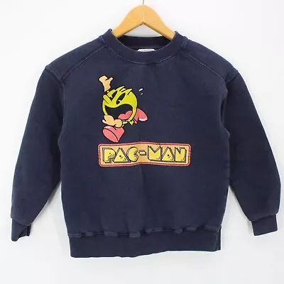 Vintage Pac Man Sweatshirt Kids Youth Navy Blue Pullover Logo Graphic Size XL • $13.20