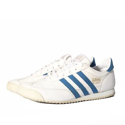 Adidas Dragon Trainers UK 5 White & Blue Retro Style Casual Rare Shoes • £44.99