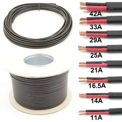Flat Twin 2 Core Cable 12v 24v Thin Wall Wire -11A 14A 16.5A 21A 25A 29A 33A 42A • £165
