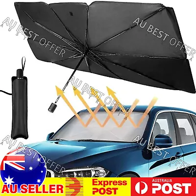 $17.76 • Buy Car Sunshade Umbrella Front Window Visor Sun Shade Cover Black-Large AUS