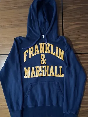 FRANKLIN MARSHALL Mens Blue  Graphic Sweatshirt Hoodie Jumper Size Medium • £16