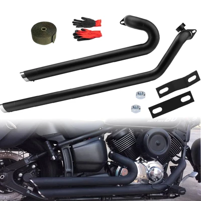 $145 • Buy Black Shortshots Staggered Exhaust Muffler Pipe For Yamaha V Star 1100 XVS1100