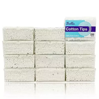 2400Pcs Cotton Tips Cotton Swabs Q-Tips Pure Natural Cotton 12x200Pk • $29.95