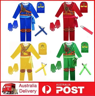 Kids Boys Lego Ninjago Costume Jumpsuit Mask Gloves Cosplay Book Week 3-10Years • $32.95