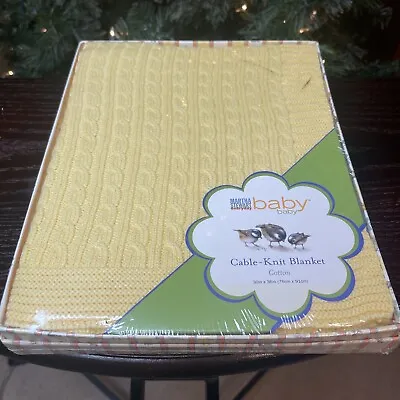 Martha Stewart Cable Knit Baby Blanket Yellow Cotton 30x36 New • $85