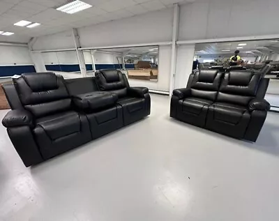 Vancouver | Black | Recliner Sofa 3+2 Seater Set Couch With Cup Holders  • £849.99