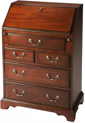 Secretary Desk Distressed Antique Brass Plantation Cherry Maple Solid Wood 7 • $1429