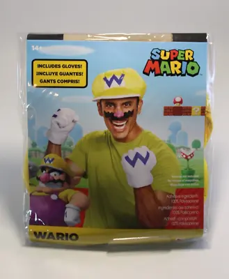 Super Mario Brothers Costume Kit Wario Adult Hat Gloves Mustache • $19.95