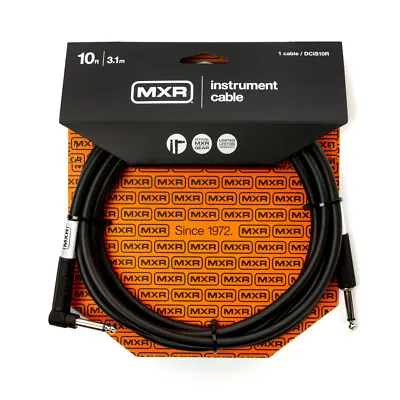 $34 • Buy Mxr Dcis10r 10’ Noiseless Instrument Cable Straight-right Angle Jack Guitar Lead