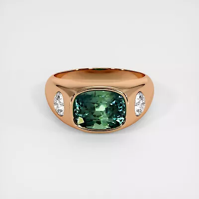 Montana Cushion Bluish Green Sapphire 18K Rose Gold Ring 3.08CT • $13285.95