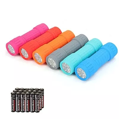 9-LED Flashlight 6-Pack Compact Handheld Torch Assorted Colors With Lanyard 3AAA • $22.70