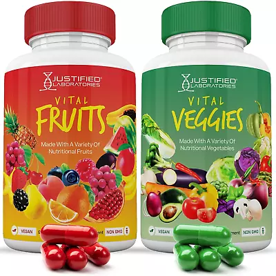 Set Of 2-Vital Fruits And Veggies Supplement Red & Green Superfoods Whole Food N • $88.98