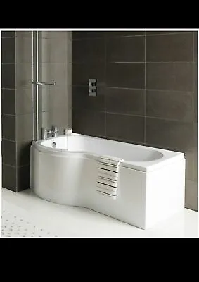 P Shaped Shower Bath 1675mm White Inc Panels & Glass Screen Brand New • £462.18