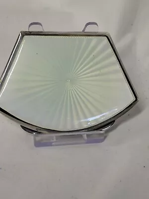 £185 • Buy Art Deco 1936  Solid Silver & Green Guilloche Enamel Compact Adi Bros 