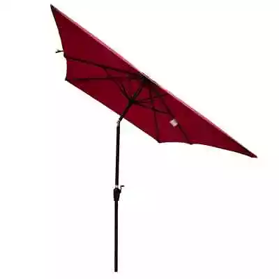 Cesicia Market Umbrella 6' X 9' Rectangle W/ Crank +Push Button Tilt In Burgundy • $124.78